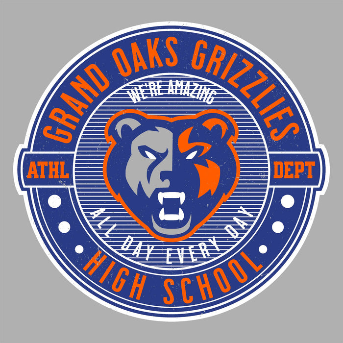 Close-up view of Grand Oaks High School Grizzlies Women's Sport Grey SoftStyle T-shirt 224