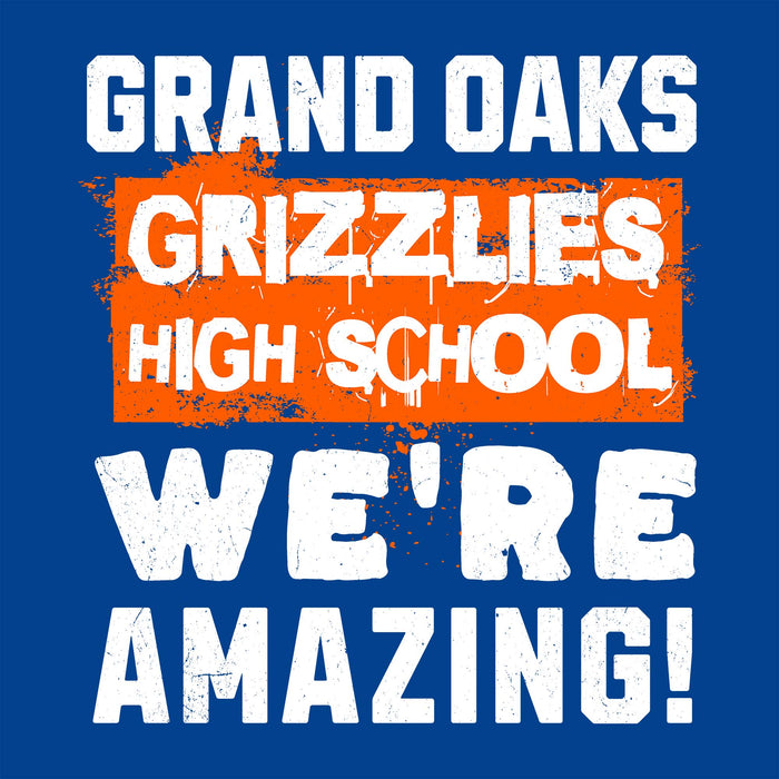 Close-up view of Grand Oaks High School Grizzlies Women's Royal Blue SoftStyle T-shirt 231