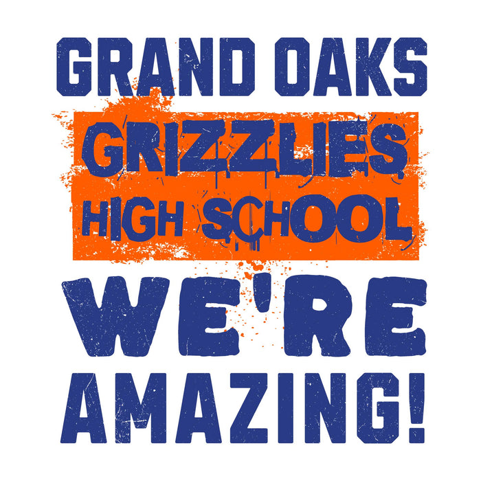 Close-up view of Grand Oaks High School Grizzlies Unisex 3/4 sleeve Raglan T-shirt 231