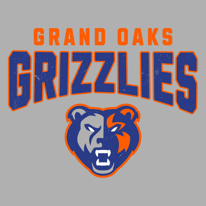 Close-up view of Grand Oaks High School Grizzlies Women's Sport Grey SoftStyle T-shirt 234