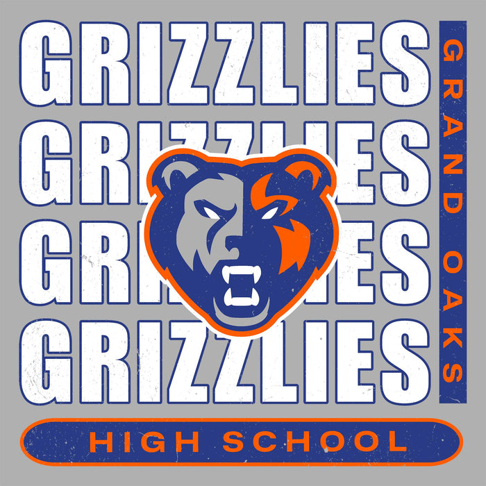 Close-up view of Grand Oaks High School Grizzlies Women's Sport Grey SoftStyle T-shirt 235