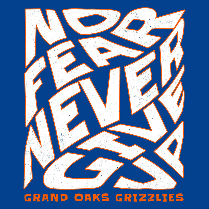 Close-up view of Grand Oaks High School Grizzlies Classic Unisex Royal T-shirt 236
