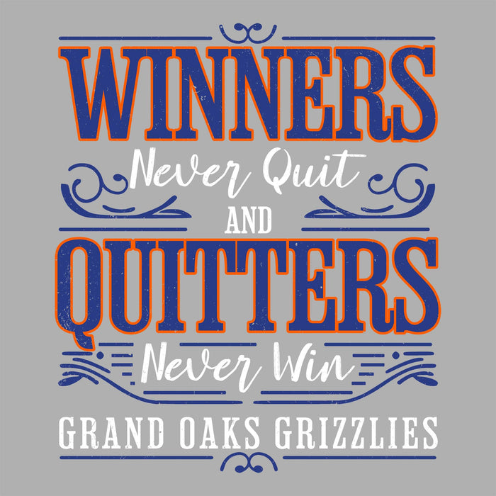 Close-up view of Grand Oaks High School Grizzlies Women's Sport Grey SoftStyle T-shirt 237