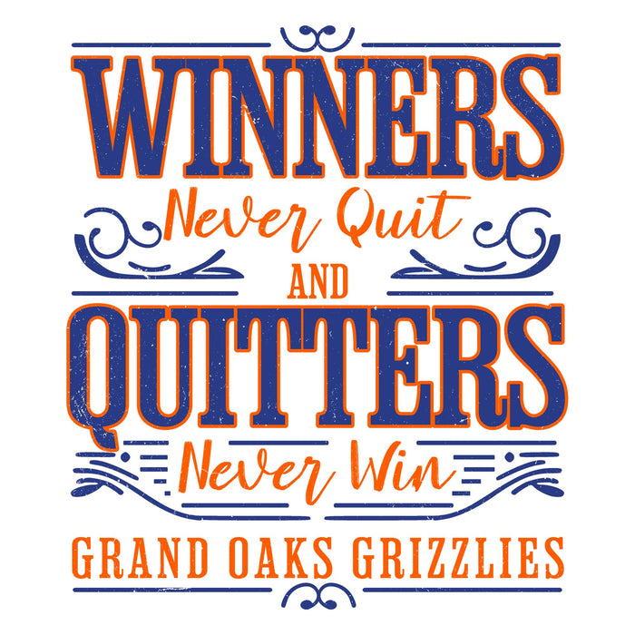 Close-up view of Grand Oaks High School Grizzlies Unisex 3/4 sleeve Raglan T-shirt 237