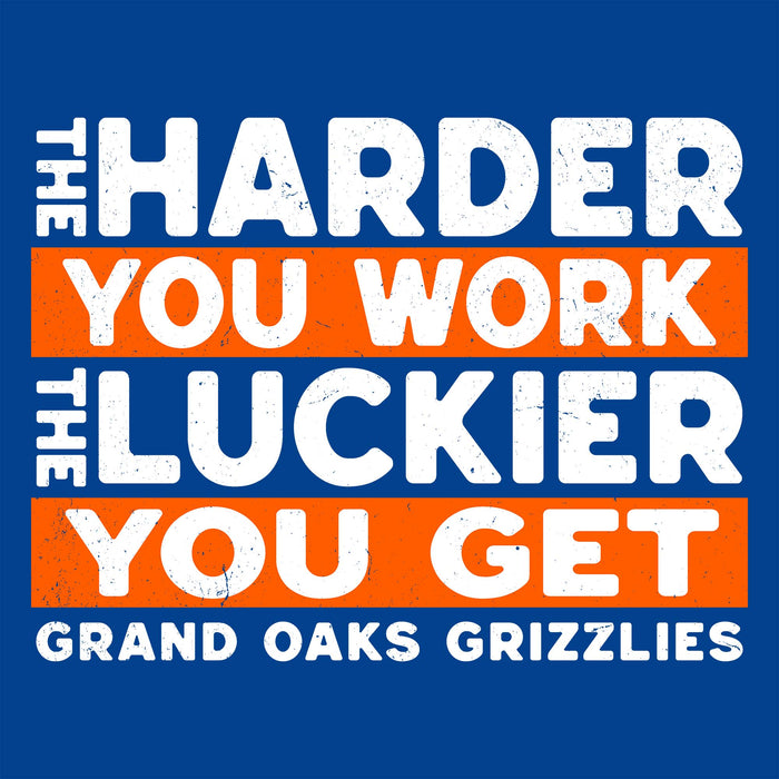 Close-up view of Grand Oaks High School Grizzlies Women's Royal Blue SoftStyle T-shirt 238