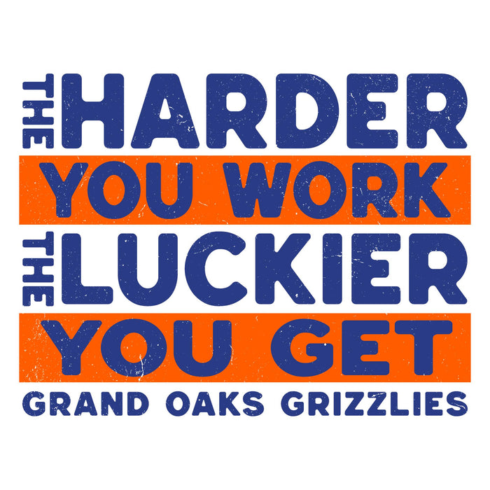 Close-up view of Grand Oaks High School Grizzlies Unisex 3/4 sleeve Raglan T-shirt 238