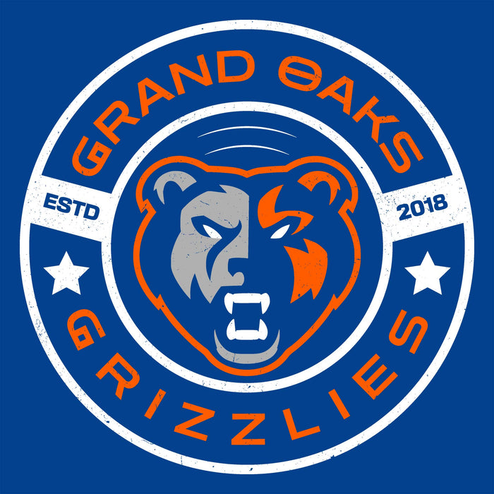 Close-up view of Grand Oaks High School Grizzlies Classic Unisex Royal T-shirt 239
