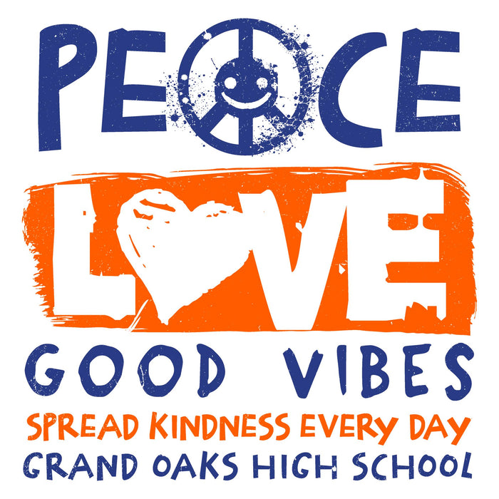 Close-up view of Grand Oaks High School Grizzlies Unisex 3/4 sleeve Raglan T-shirt 240