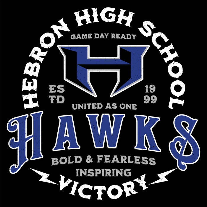 Close-up view of Hebron High School Hawks Women's Relaxed Fit T-shirt 206