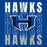 Close-up view of Hebron High School Hawks Royal Blue Classic Unisex T-shirt 233