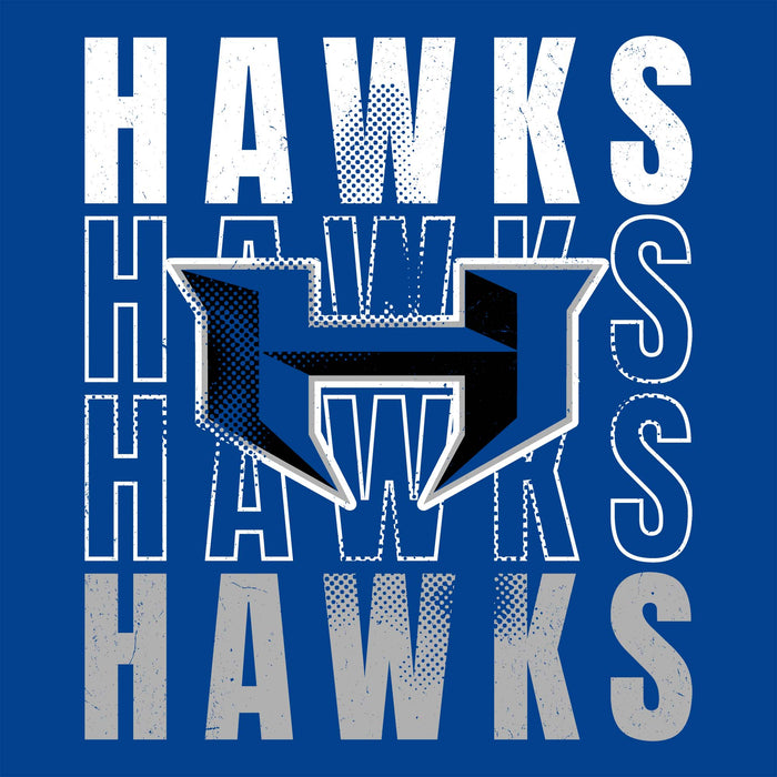 Close-up view of Hebron High School Hawks Royal Blue Classic Unisex T-shirt 233