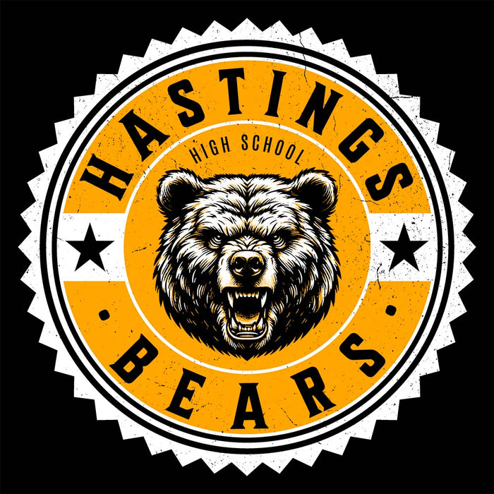 Close-up view of Hastings High School Bears Black Premium Unisex T-shirt 203