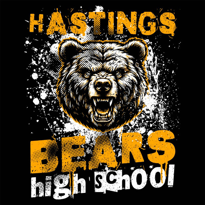 Close-up view of Hastings High School Bears Black Classic Unisex Hoodie 205