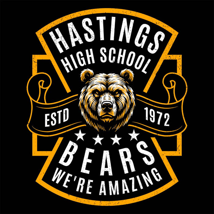 Close-up view of Hastings High School Bears Black Classic Unisex Hoodie 207