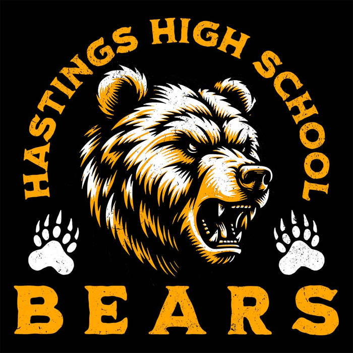 Close-up view of Hastings High School Bears Black Classic Unisex Hoodie 208