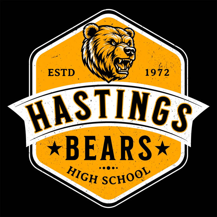 Close-up view of Hastings High School Bears Black Classic Unisex Hoodie 209