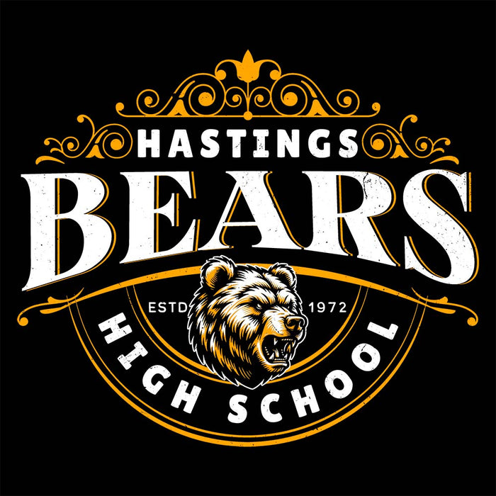 Close-up view of Hastings High School Bears Black Premium Unisex Hoodie 211