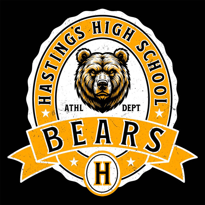 Close-up view of Hastings High School Bears Black Premium Unisex T-shirt 212