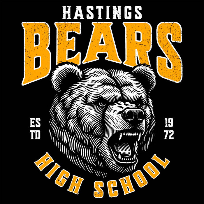 Close-up view of Hastings High School Bears Black Premium Unisex Hoodie 213