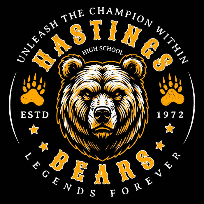 Close-up view of Hastings High School Bears Black Classic Unisex T-shirt 214