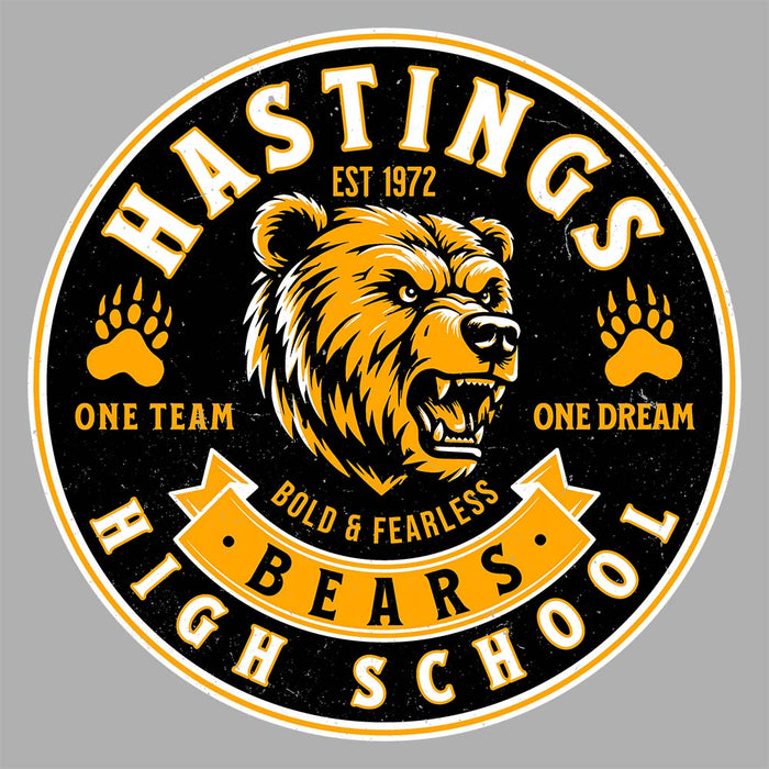 Close-up view of Hastings High School Bears Sport Grey Classic Unisex Hoodie 215