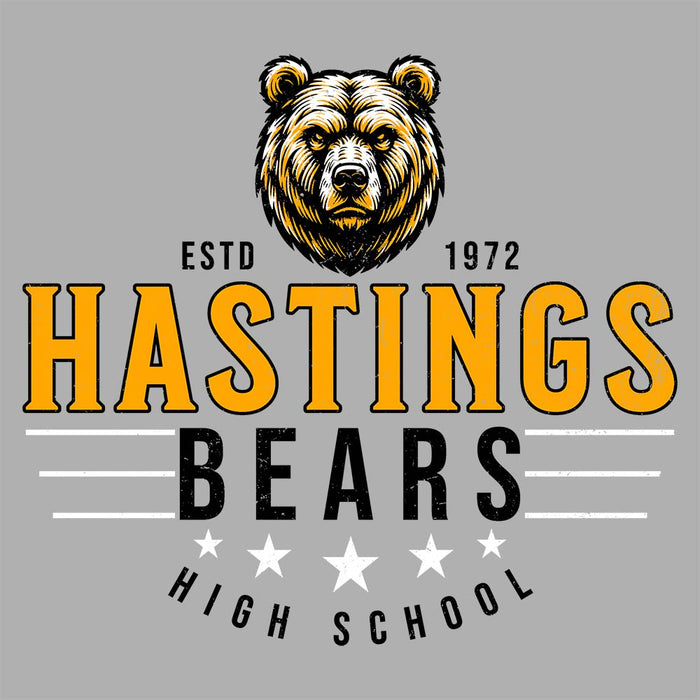 Close-up view of Hastings High School Bears Carbon Grey Premium Unisex Hoodie 217