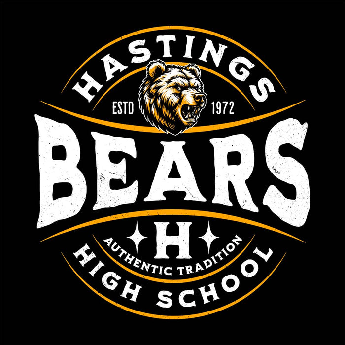 Close-up view of Hastings High School Bears Black Classic Unisex T-shirt 218