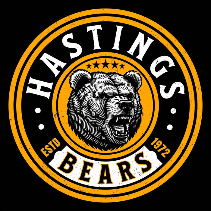 Close-up view of Hastings High School Bears Black Premium Unisex Hoodie 220