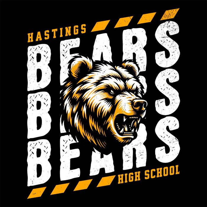 Close-up view of Hastings High School Bears Black Classic Unisex Hoodie 223