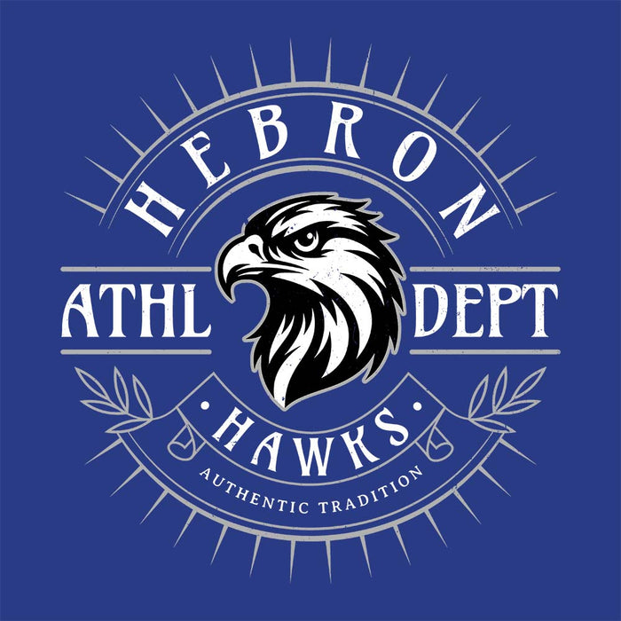 Close-up view of Hebron High School Hawks Royal Blue Premium Unisex Hoodie 201