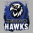 Close-up view of Hebron High School Hawks Unisex 3/4 sleeve Raglan T-shirt 202