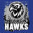 Close-up view of Hebron High School Hawks Royal Blue Classic Unisex T-shirt 202