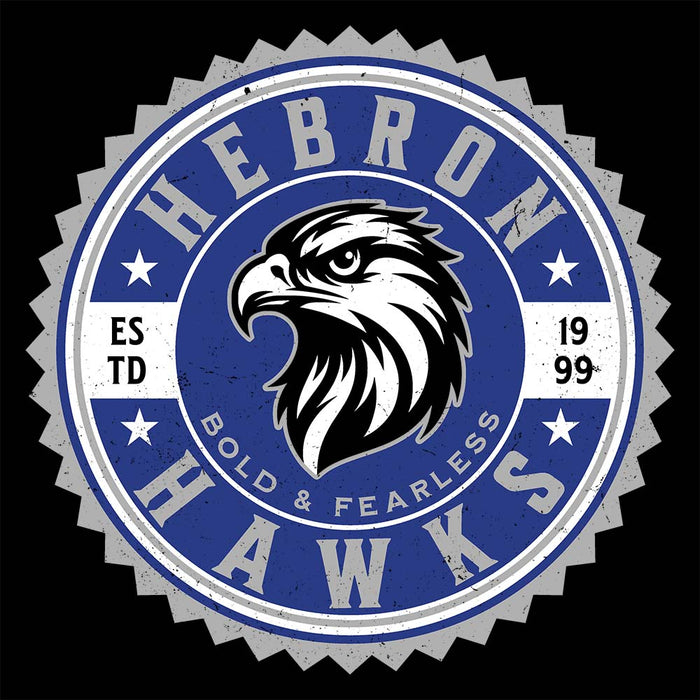 Close-up view of Hebron High School Hawks Black Premium Unisex Hoodie 203