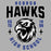 Close-up view of Hebron High School Hawks Unisex 3/4 sleeve Raglan T-shirt 204