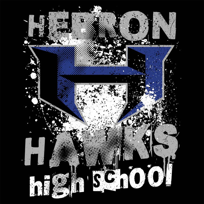 Close-up view of Hebron High School Hawks Black Premium Unisex T-shirt 205