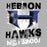 Close-up view of Hebron High School Hawks Unisex 3/4 sleeve Raglan T-shirt 205