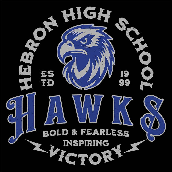 Close-up view of Hebron High School Hawks Black Classic Unisex T-shirt 206