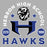 Close-up view of Hebron High School Hawks Unisex 3/4 sleeve Raglan T-shirt 208