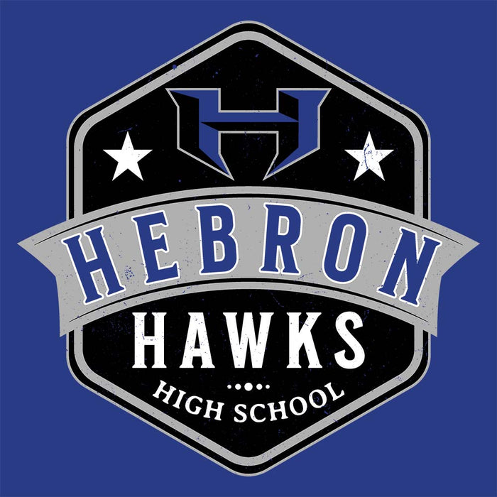 Close-up view of Hebron High School Hawks Royal Blue Premium Unisex Hoodie 209