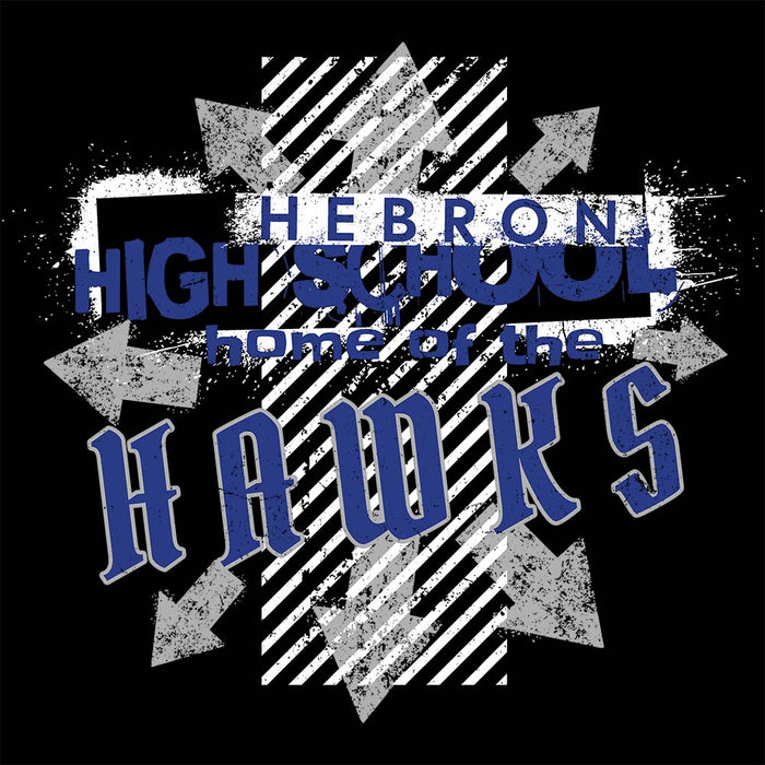 Close-up view of Hebron High School Hawks Black Premium Unisex Hoodie 210