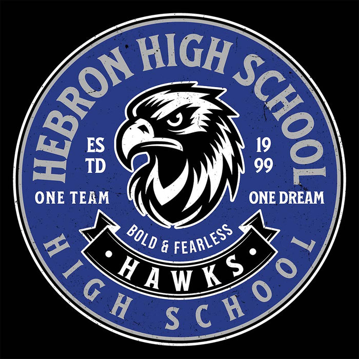 Close-up view of Hebron High School Hawks Black Premium Unisex Hoodie 215