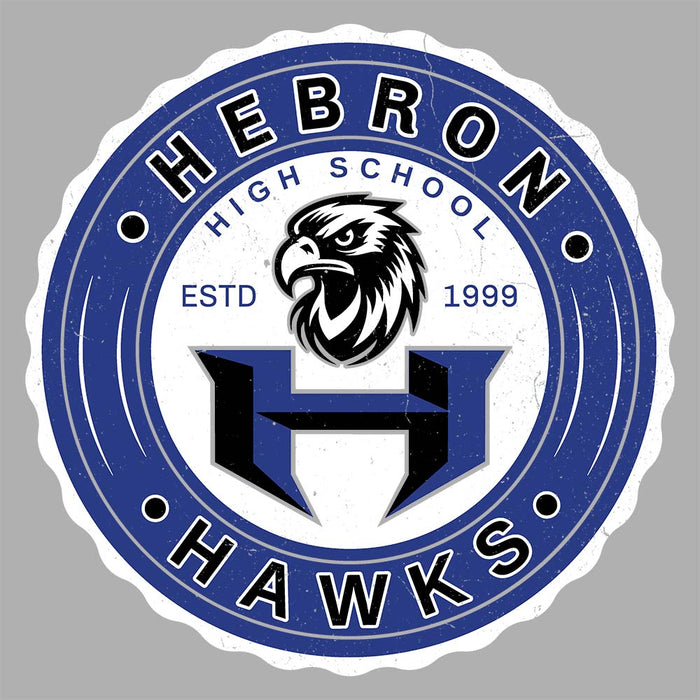 Close-up view of Hebron High School Hawks Unisex 3/4 sleeve Raglan T-shirt 216