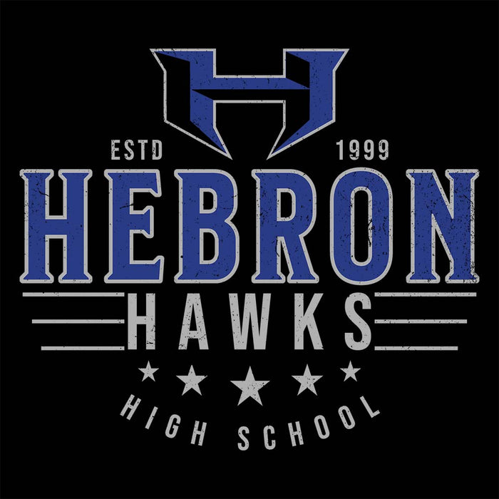 Close-up view of Hebron High School Hawks Black Premium Unisex Hoodie 217