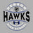 Close-up view of Hebron High School Hawks Unisex 3/4 sleeve Raglan T-shirt 218