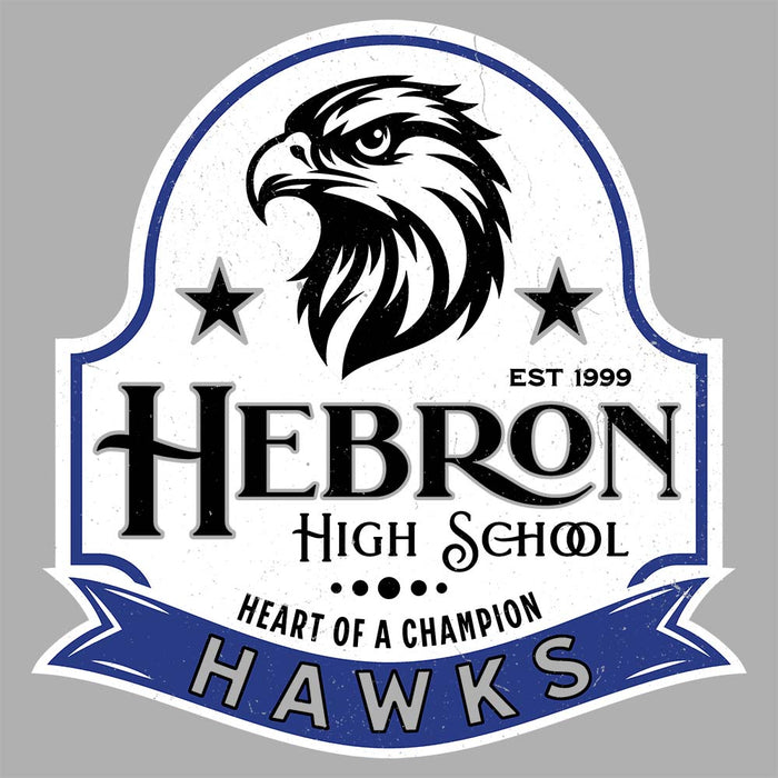 Close-up view of Hebron High School Hawks Unisex 3/4 sleeve Raglan T-shirt 219