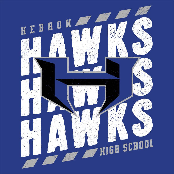 Close-up view of Hebron High School Hawks Royal Blue Classic Unisex T-shirt 223