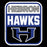 Close-up view of Hebron High School Hawks Unisex 3/4 sleeve Raglan T-shirt 001