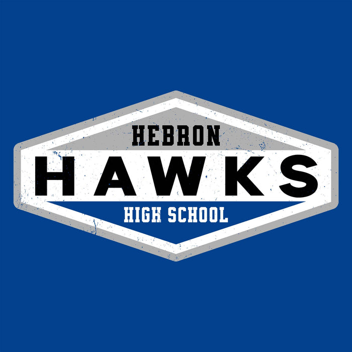 Close-up view of Hebron High School Hawks Royal Blue Classic Unisex T-shirt 009