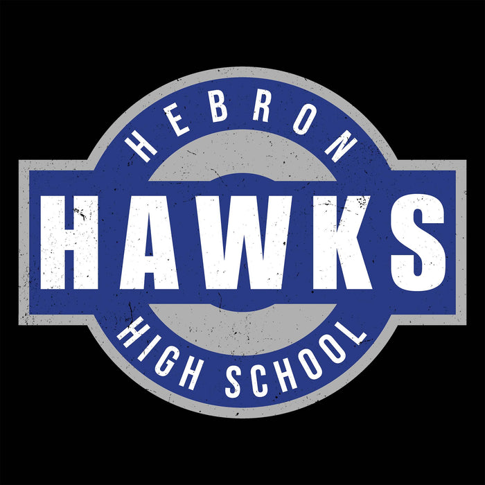 Close-up view of Hebron High School Hawks Unisex 3/4 sleeve Raglan T-shirt 011