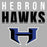 Close-up view of Hebron High School Hawks Unisex 3/4 sleeve Raglan T-shirt 024